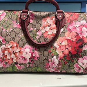 Gucci Floral Satchel - Pink and Brown